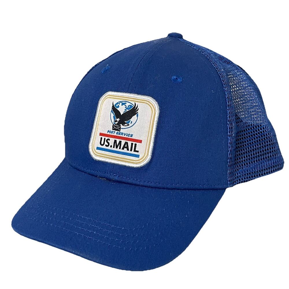 US Mail Post Service Hat Cap Snapback Trucker Mesh Uniform Costume Blue